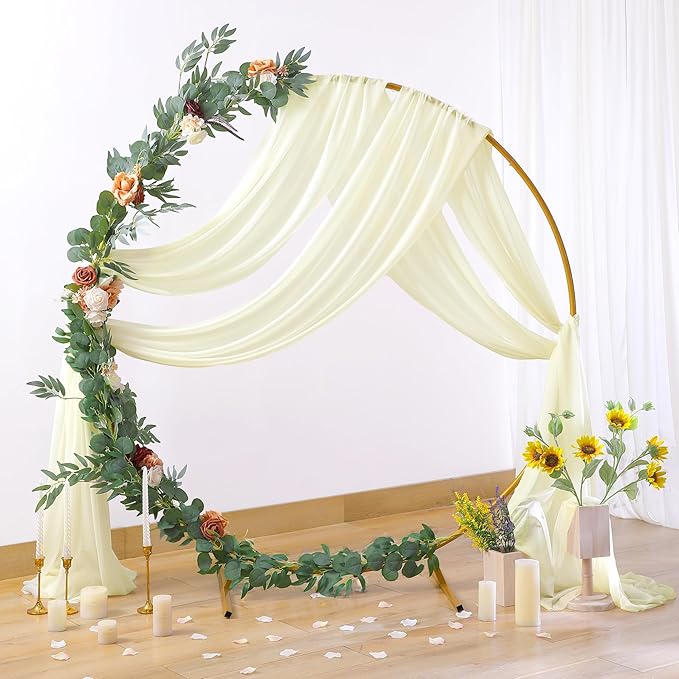 1 Panels Wedding Arch Draping Fabric Ivory Sheer Backdrop Curtain Arch Drape - Image 6