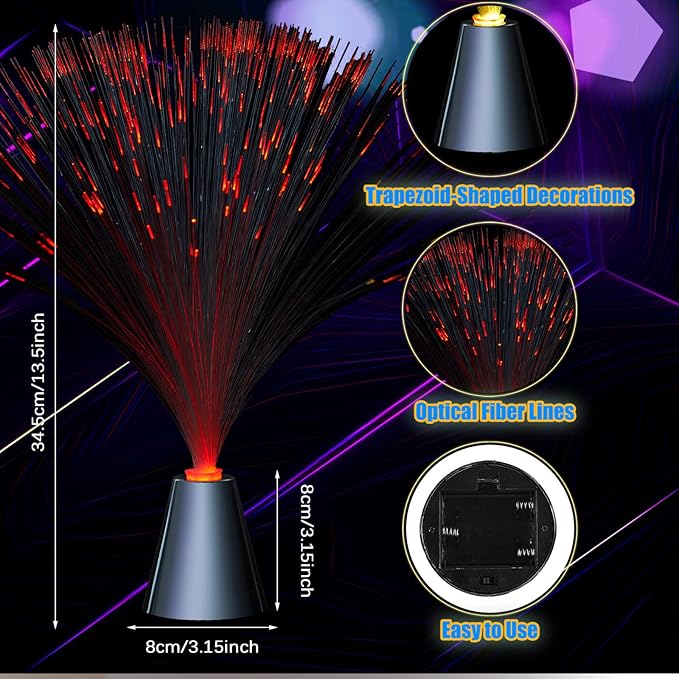 Patelai 16 Pcs LED Fiber Optic Lamp Color Changing Fiber Optic Night Light - Image 2