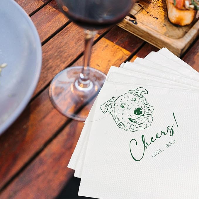 Luxury Custom Pet Wedding Cocktail Napkins, Personalized Wedding Napkins - Image 6