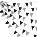 32Ft Black Party Decorations Black Buffalo Plaid Checkered White Triangle Flag by pinkblume