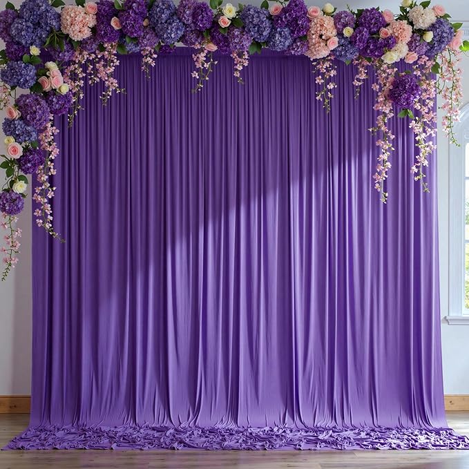 30 ft x 10 ft Wrinkle Free Purple Backdrop Curtain - Image 7
