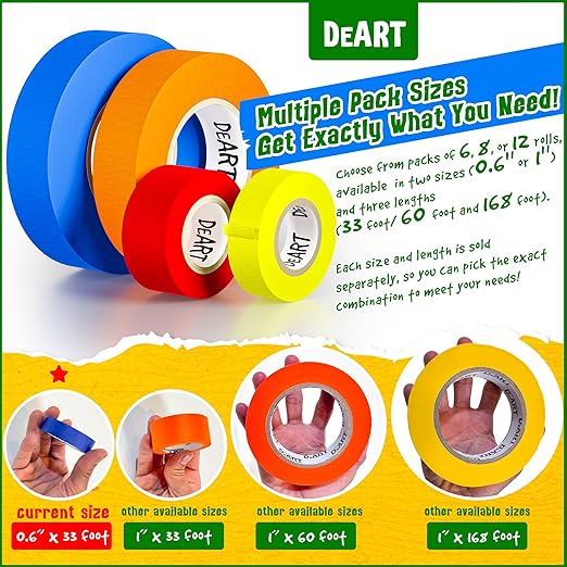 Colored Masking Tape, 264 Ft x 0.6 inch MIni Color Painters Tape - Image 2