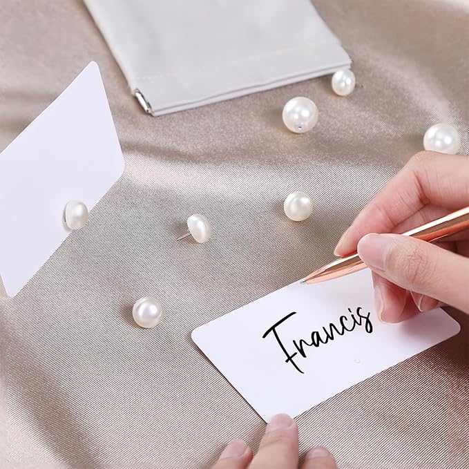 UNIQOOO 24Pcs Decorative Pearl Place Card Holders Bulk, Elegant Ivory Name Card - Image 7