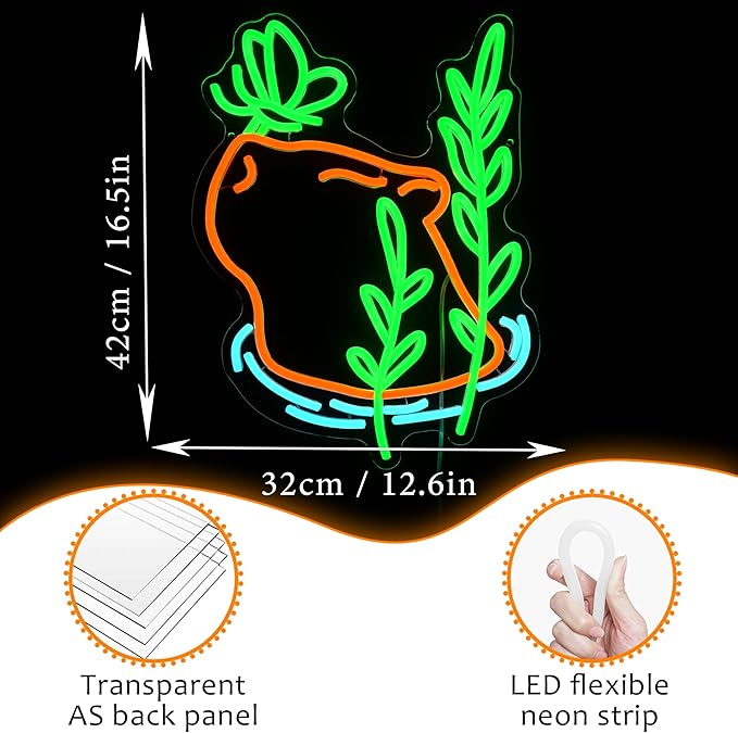 LISIGNVE Capybara Swim Neon Sign Butterfly Led Sign Dimmable Switch Cartoon - Image 3