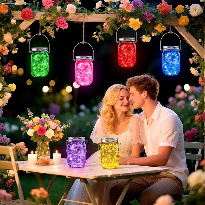 ZNYCYE Mason Jar Solar Lights for Outside, 12 Pack 30LED Fairy Firefly Lights - Image 7