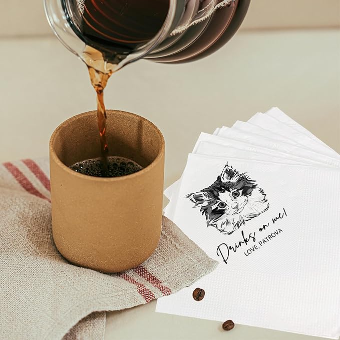 Custom Pet Cocktail Napkins for Wedding, Personalized Photo Napkins for Cat - Image 4