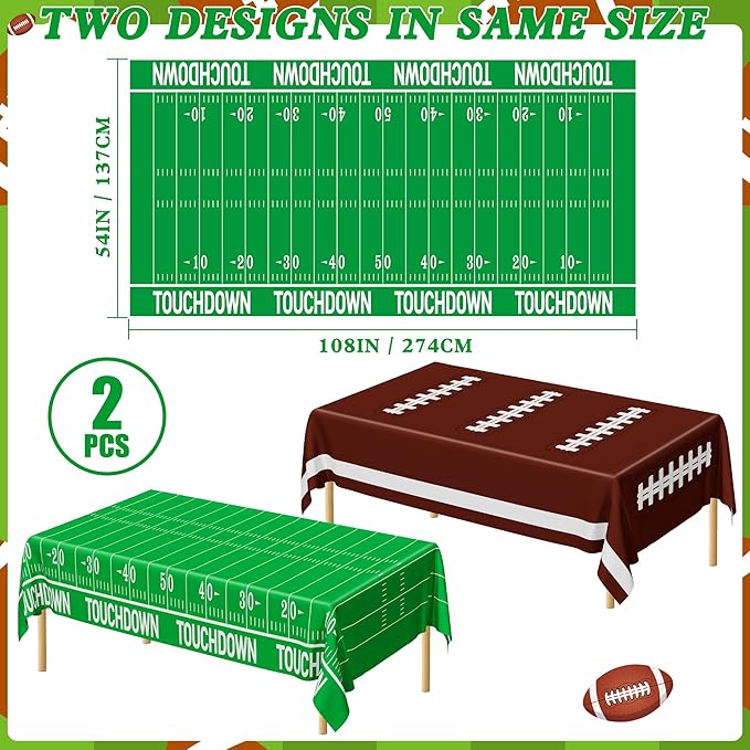 QZYL Football Party Decorations 2025, Disposable Football Tablecloth, Game Day - Image 2