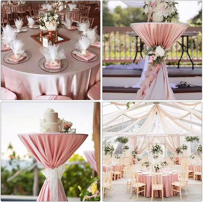 fani 6 Pack 108 Inch Rose Gold Round Tablecloth - Image 7