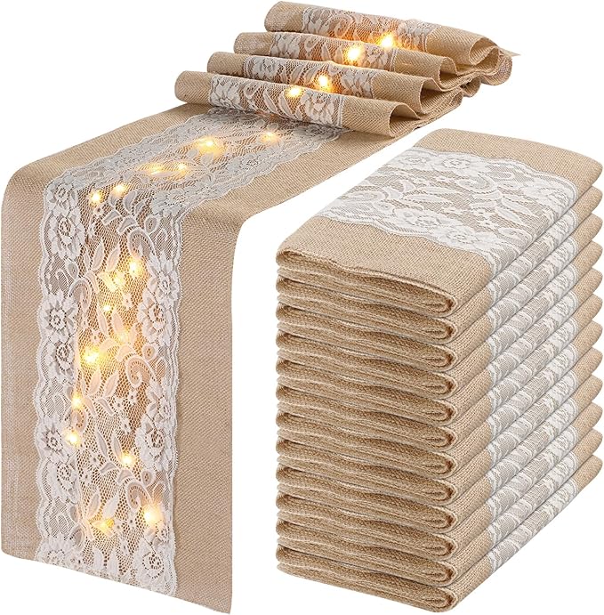 Tudomro 12 Pcs Burlap Table Runner by Tudomro