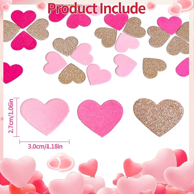 200 Pcs Hot Pink Heart Paper Confetti - Image 2