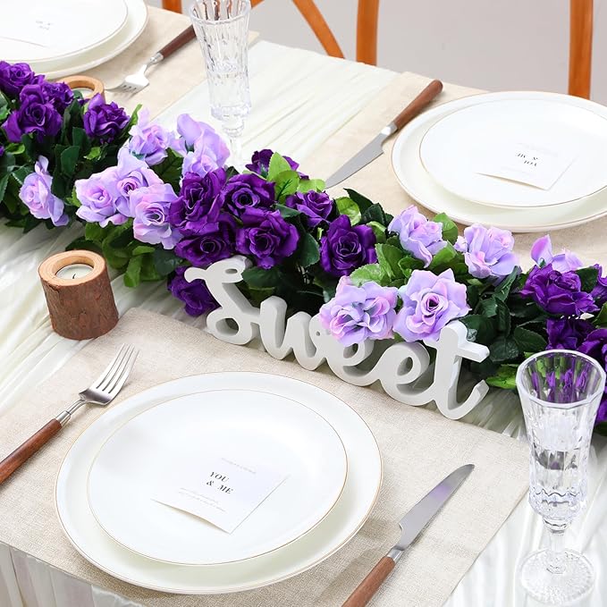 Floweroyal 4 Pack Artificial Flower Garlands 7.9FT Fake Rose Vines Silk Flowers - Image 2