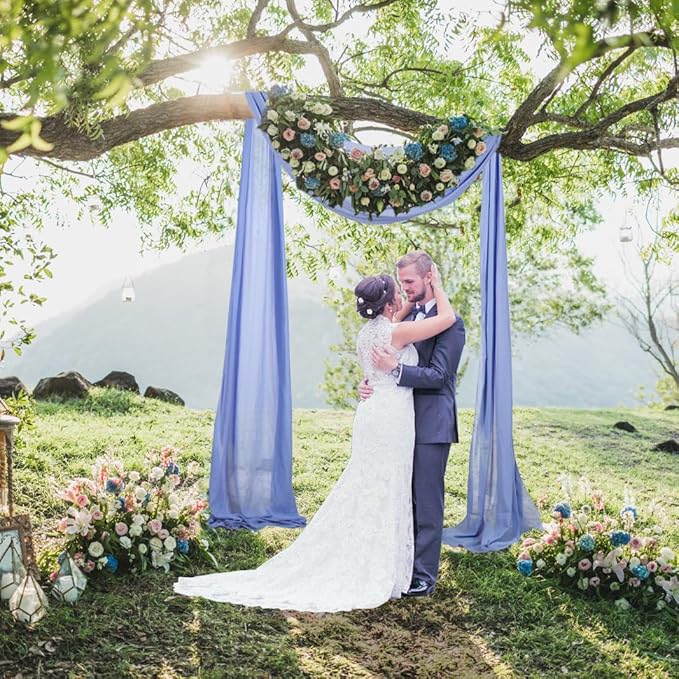 Periwinkle Color Wedding Arch Draping Fabric 20 Ft Wedding Arch Drapes 2 Panels - Image 5