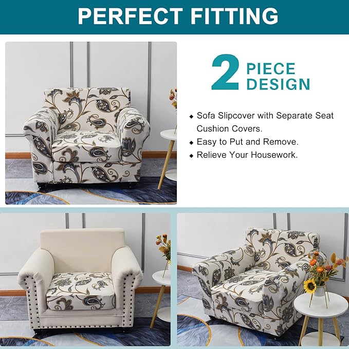 KRFOONN 2 Piece Chair Covers Printed Sofa Covers Couch Covers Washable Armchair - Image 3