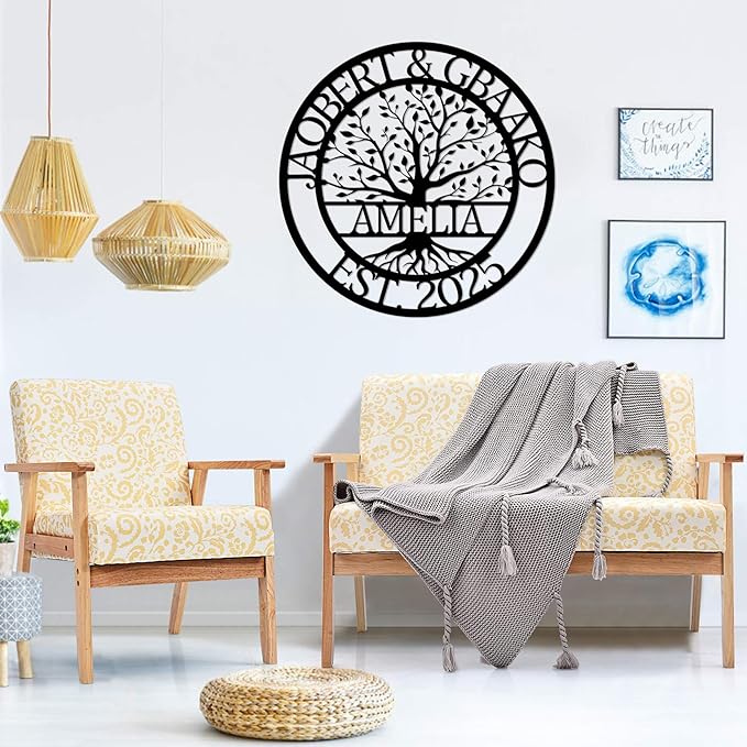 Custom Tree Of Life Metal Signs Wall Art, Personalized Family Last Name Outdoor - Image 3