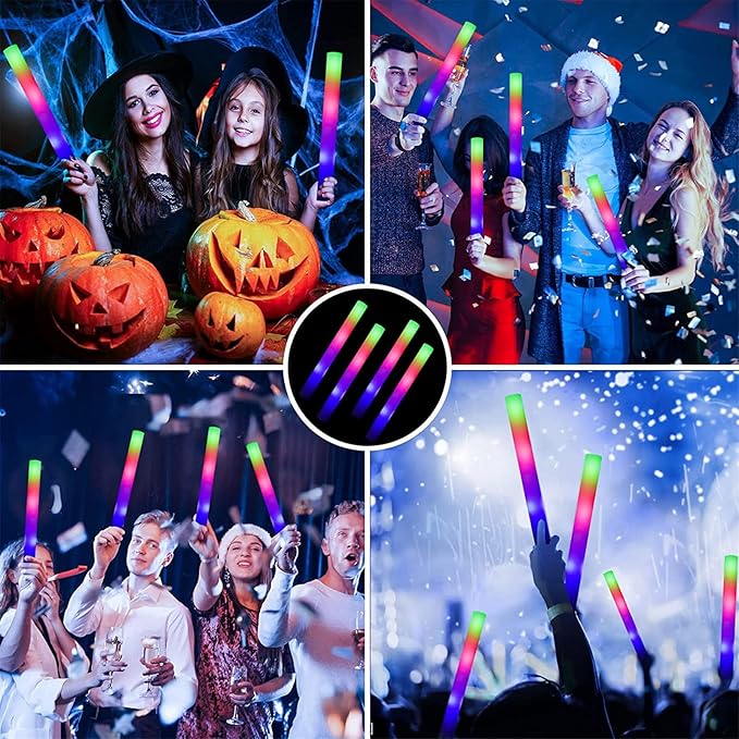 EXCECAR 45PCS Foam Glow Sticks, LED Light Up Foam Sticks - Image 6
