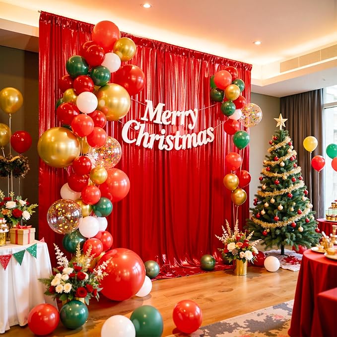 10x10 ft Wrinkle Free Red Sequin Backdrop Curtain - Image 7