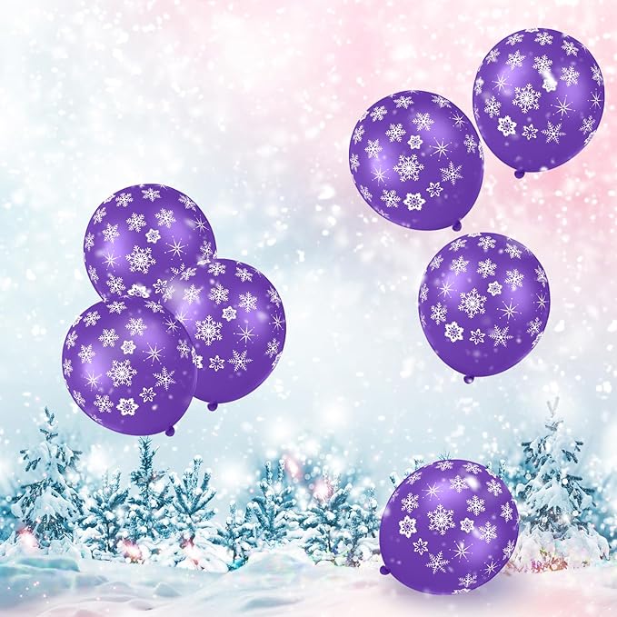 Skylety 40 Pieces Snowflake Balloons Bulk Winter Transparent Snowflake Latex - Image 5