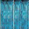 Crosize 8 Pack 3.3 x 9.9 ft Blue Foil Fringe Curtains Party Decorations by Crosize