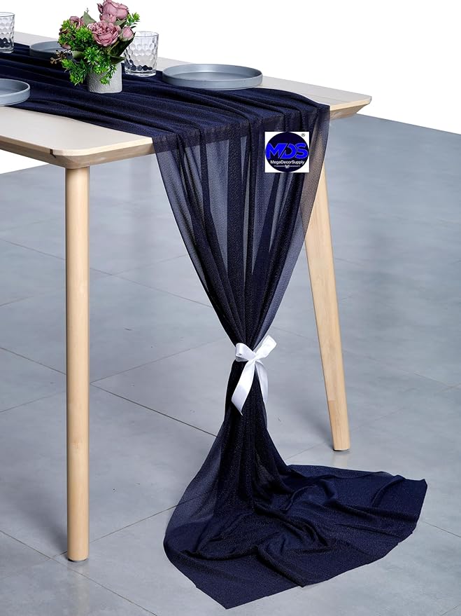 MDS 5 Pack 10ft Chiffon Table Runner 29 x 120 Inches Sheer Wedding Runner - Image 3