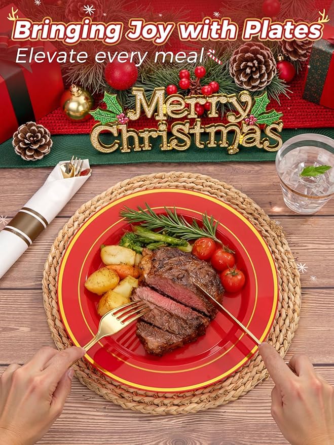 175 Pieces Christmas Plastic Plates - Image 5