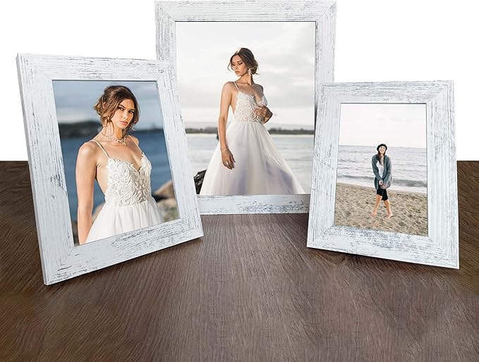4x6 Picture Frame Set of 4, High Definition Glass Distressed White Frame - Image 3