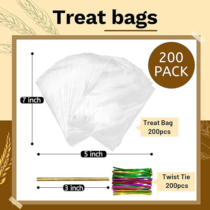 LOKIQNG Cellophane Bags Plastic Treat Bag Clear Cookie Candy Bags - Image 4