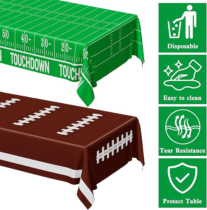 QZYL Football Party Decorations 2025, Disposable Football Tablecloth, Game Day - Image 3