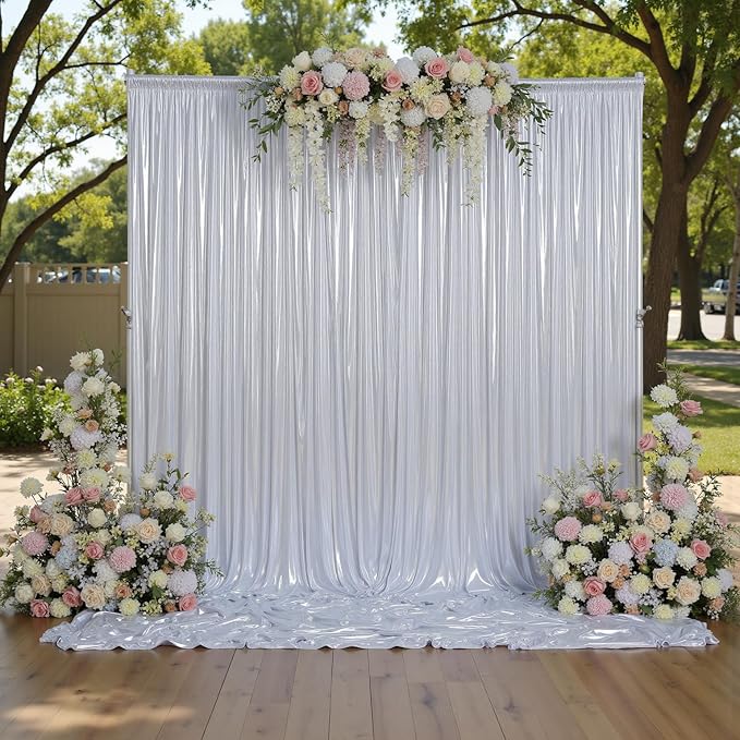 10ft x 10ft Silver Sequin Backdrop Curtain - Image 3