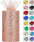Glitter Tulle Rolls, 6” by 50 Yards Sparkling Tulle Spool Ribbon Sequin Tulle by Miegecha