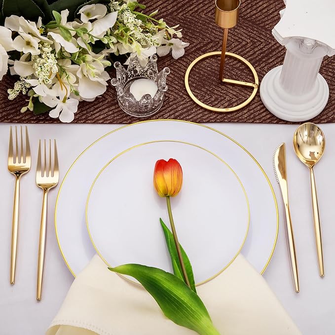 Rubtlamp 90Pcs Gold Plastic Silverware, Plastic Cutlery Include 30 Plastic - Image 6