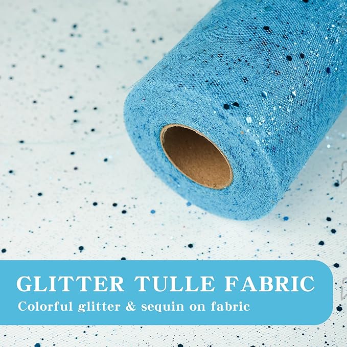 Glitter Tulle Rolls, 6” by 50 Yards Sparkling Tulle Spool Ribbon Sequin Tulle - Image 3