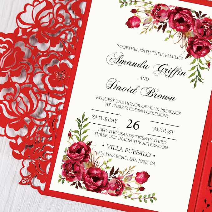 DORIS HOME 50pcs Laser Cut Wedding Invitations - Image 4