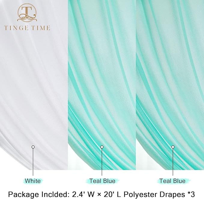 TINGE TIME 3 Panels Wedding Arch Draping Fabric, Wedding Arch Drapes - Image 2