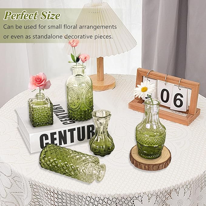 Set of 40 Glass Bud Vases, Small Green Glass Vases in Bulk, Mini Vintage - Image 7