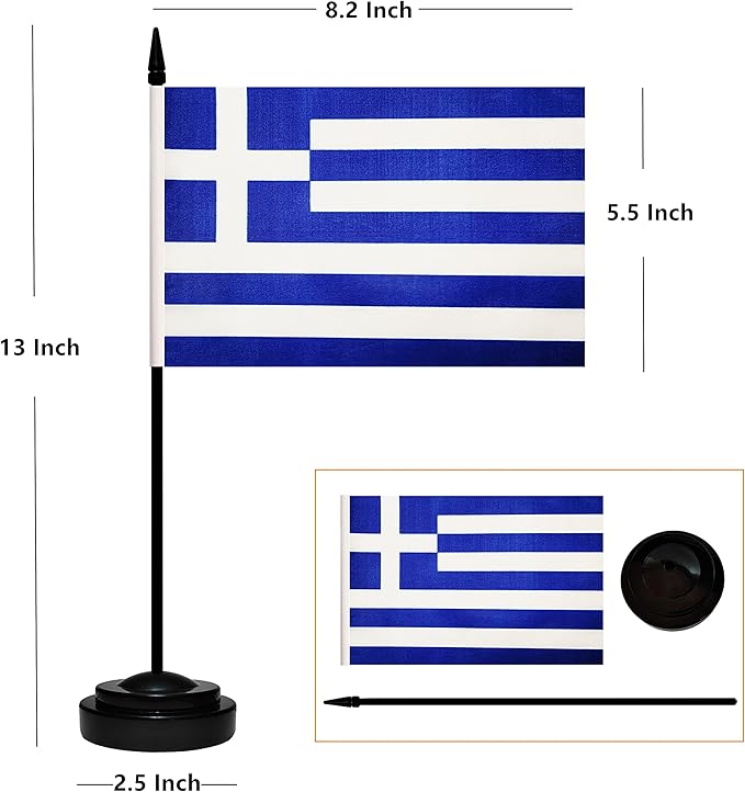 12 Pack Greece Desk Flags Set, Greek Small Mini Table Office Flags - Image 2