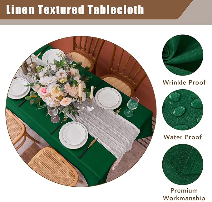 Fitable 2 Pack Faux Linen Christmas Tablecloths, Burlap Textured Fabric Table - Image 4