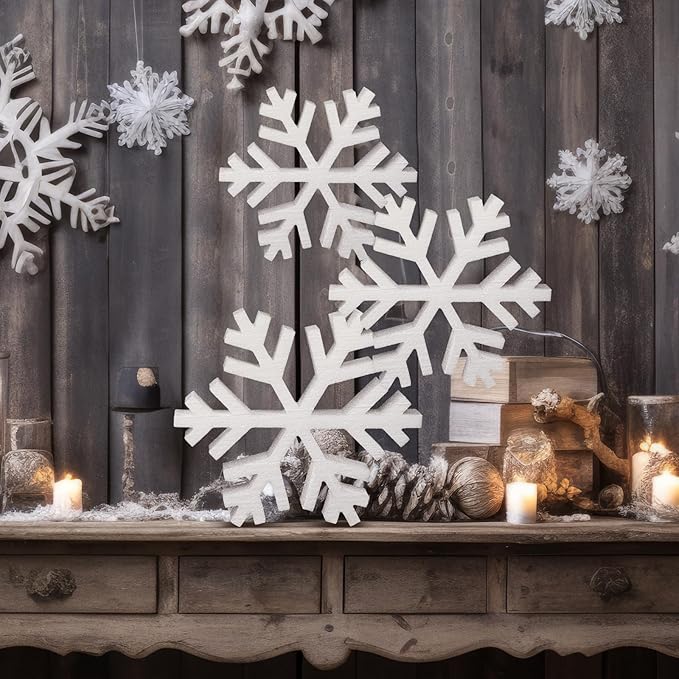 Thyle 3 Pcs Foam Snowflake Table Decor 3D Christmas Tabletop Signs Winter - Image 6