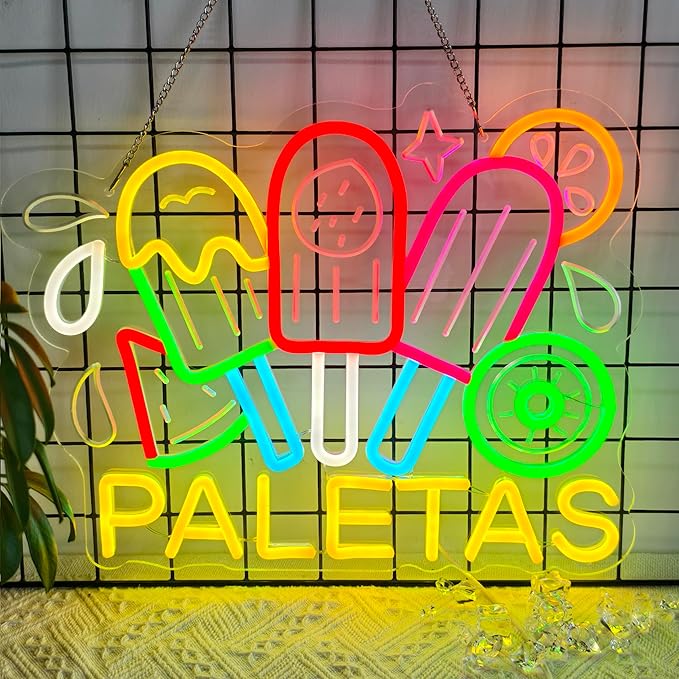 CNBEYOUNG Paletas Neon Sign, Neon Lights Hanging Wall Art Decoration - Image 6