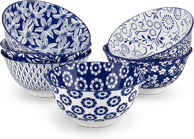 vancasso SELENE 24 oz Cereal Bowls set of 6, Ceramic Soup Bowls by vancasso