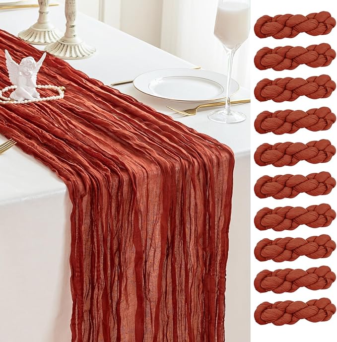 Sioloc Terracotta Table Cloth Cheesecloth Table Runner 10ft Rustic by HEALTHYCOMFORTLIFE
