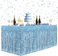 4 Pack Light Blue Table Skirts, 29x108" Metallic Foil Tinsel Fringe Table Skirts by Unknown