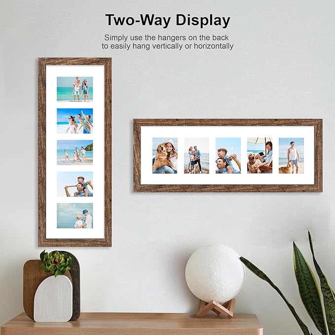 8x24 Picture Frame 2 Pack, Rustic Brown Wood Frame - Image 3