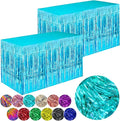 Light Blue Streamers Party Decorations, 2 Packs Ocean Blue Table Skirts by WIEPENGLNA