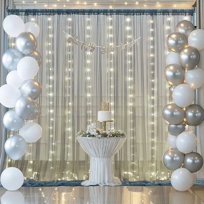 Silver Grey Tulle Backdrop Curtain - Image 4