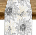 Chrysanthemum Vintage Floral Table Runner, Elegant Grunge Green Sunflower by ShiTingYu