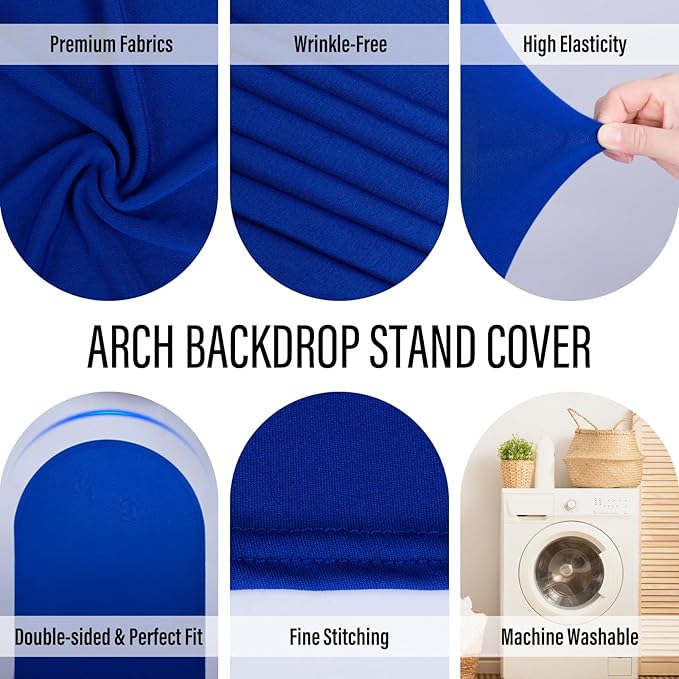 LEBENGURU Upgraded 5FT Wedding Arch Cover, Royal Blue Spandex Fitted Arch - Image 3