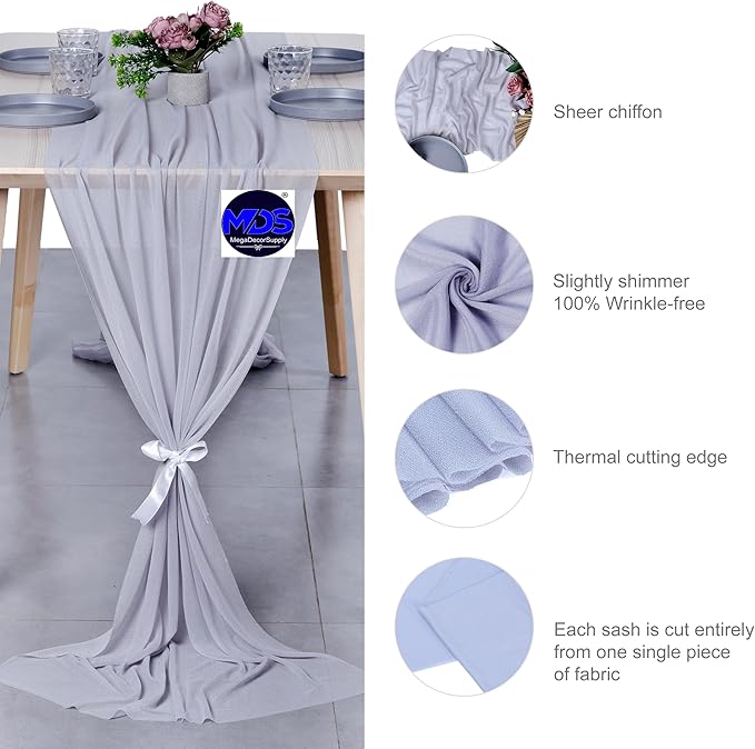 MDS 2 Pack 14ft Chiffon Table Runner 29 x 170 Inches Sheer Wedding Runner - Image 6