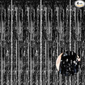 4 Pack Black Foil Fringe Curtain Backdrop, 3.28Ft x 8.2Ft Metallic Tinsel by Unknown
