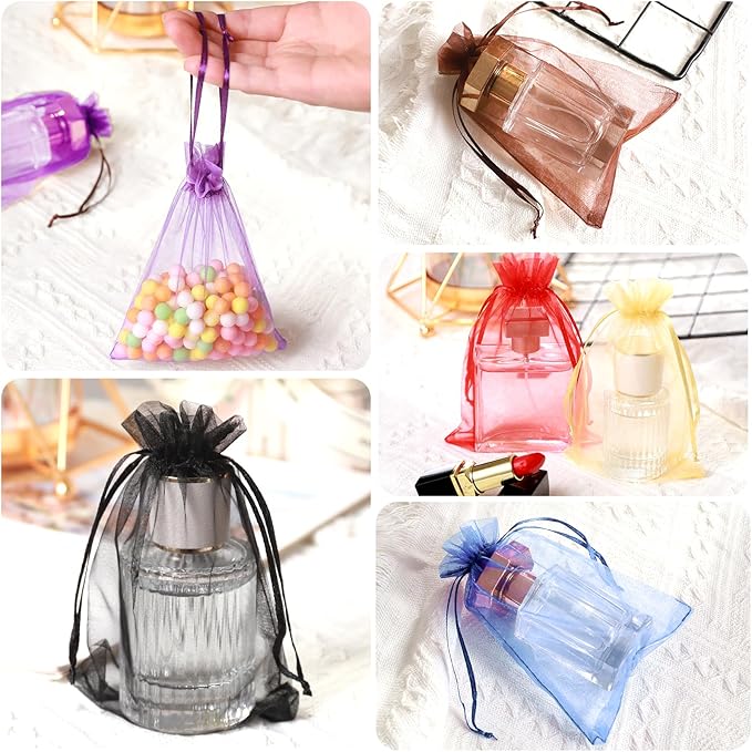 Hopttreely 50PCS Organza Wedding Favor Bags, 4x6 inches Jewelry Gift Bags - Image 4
