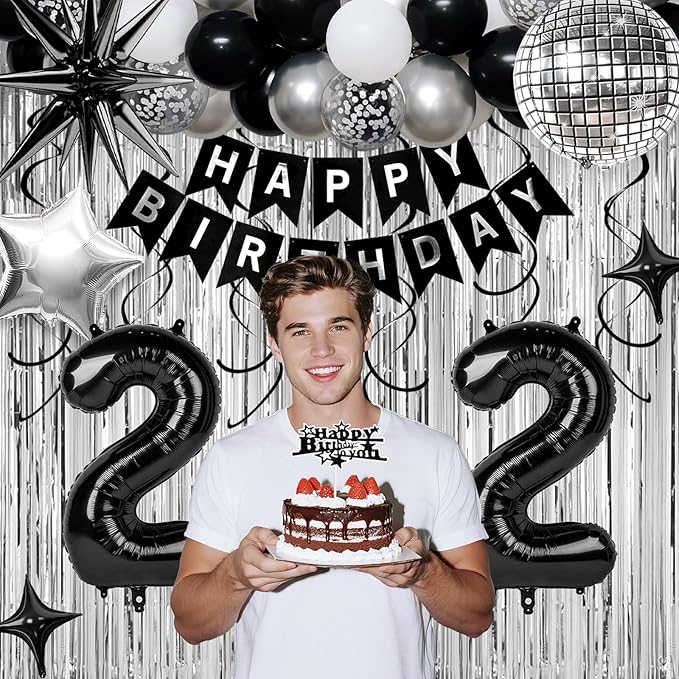 22nd Birthday Decorations for Men Women, Fringe Curtains Kit - Image 3